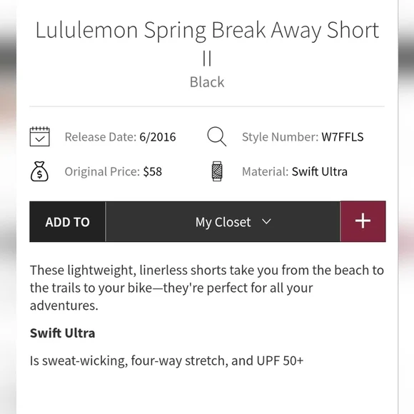 Lululemon Spring Break Away Short Black size 6 - Picture 7 of 7